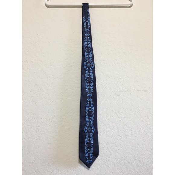 Gianni Versace Authentic Silk Men's Necktie Blue Made in Italy - Picture 2 of 11